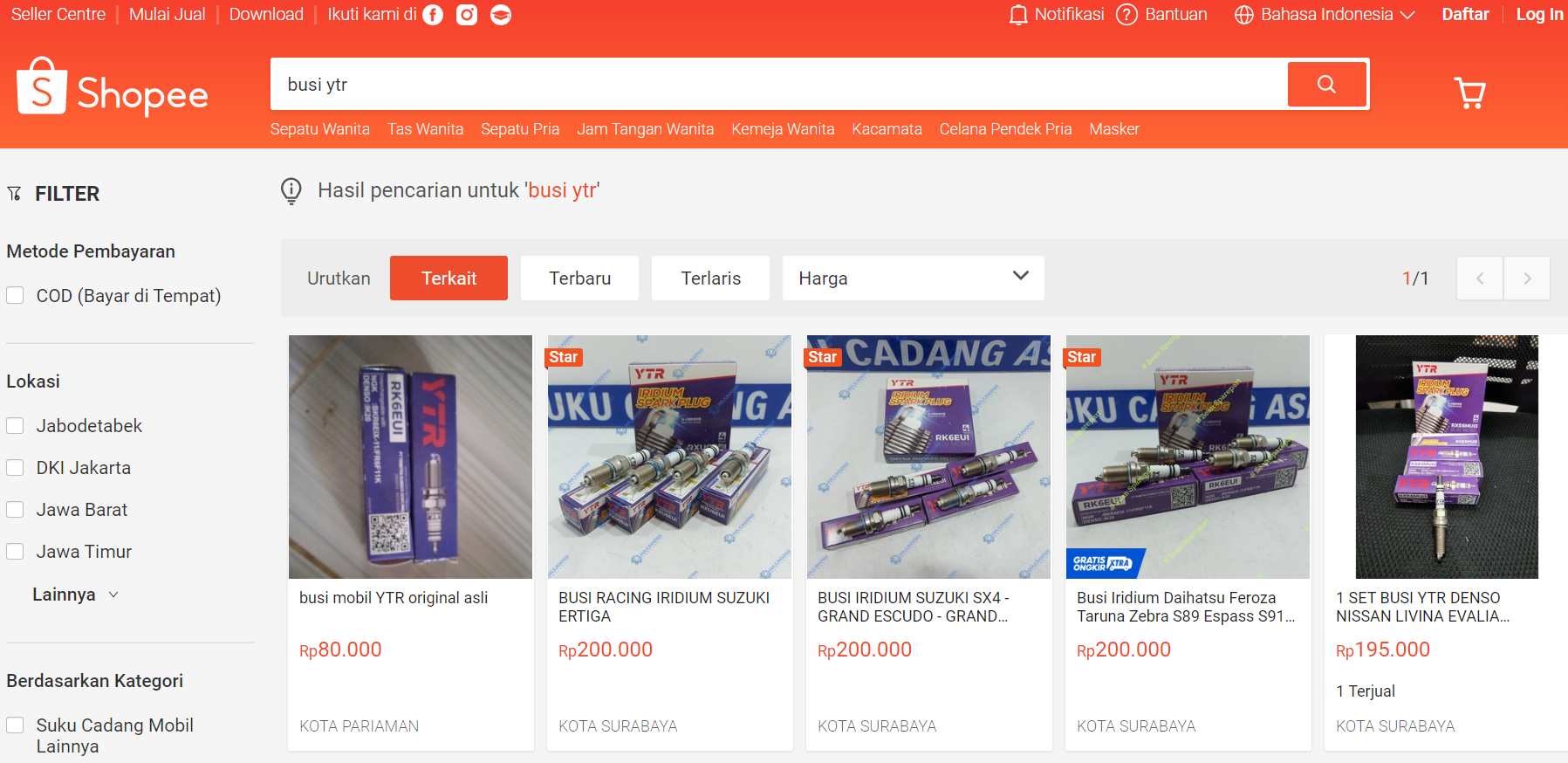 Tampilan marketplace Shopee pada company profile